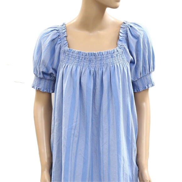 Free People Free-Est Mila Mini Dress Shift Strip Printed A-line Smocked S 285426 - Picture 6 of 8